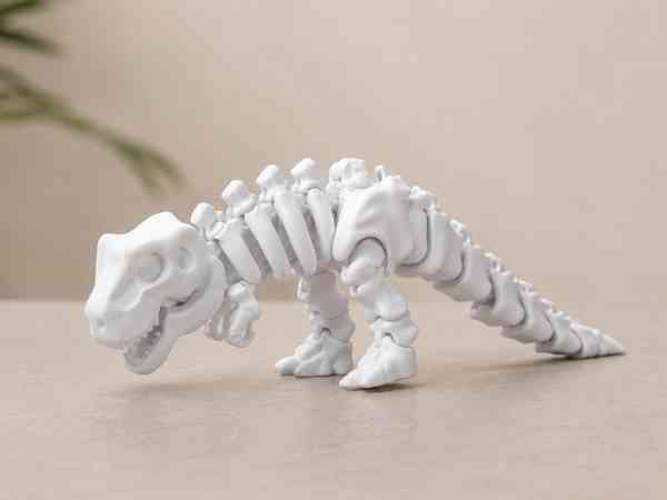 T-Rex articulado branco com 22 centímetros